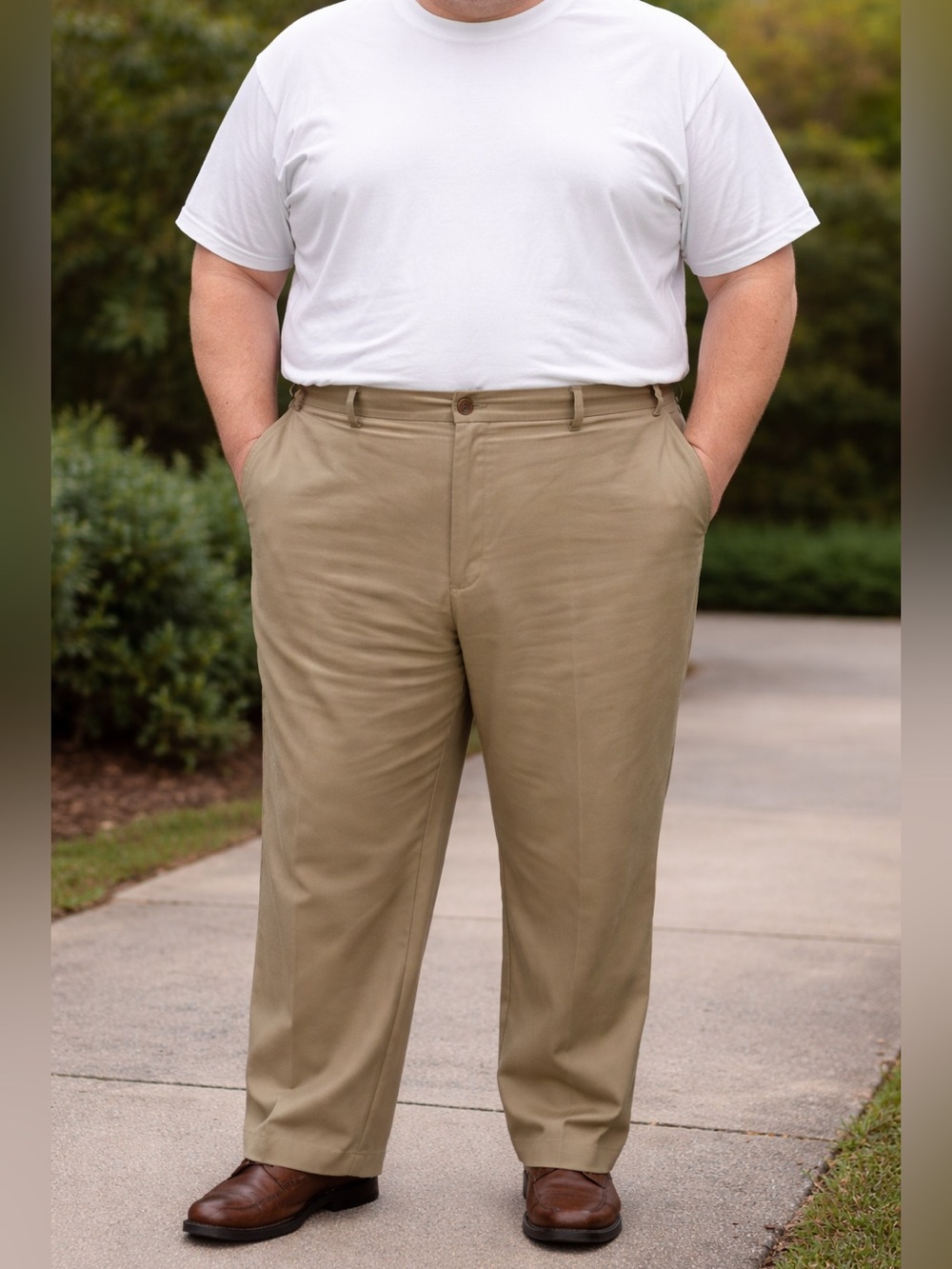 Haggar Men's Khaki Waist Adjustable Pants Sz(42 x 32)